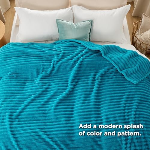 Bedsure Soft Full Size Fleece Blankets for Bed Teal 84"x90" - Image 6