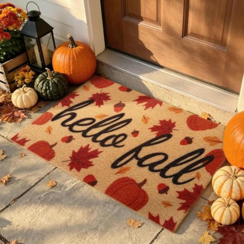 Fall Door Mat, Non Slip Outdoor Front Porch Welcome Mat 17"x30" by PKFEDR