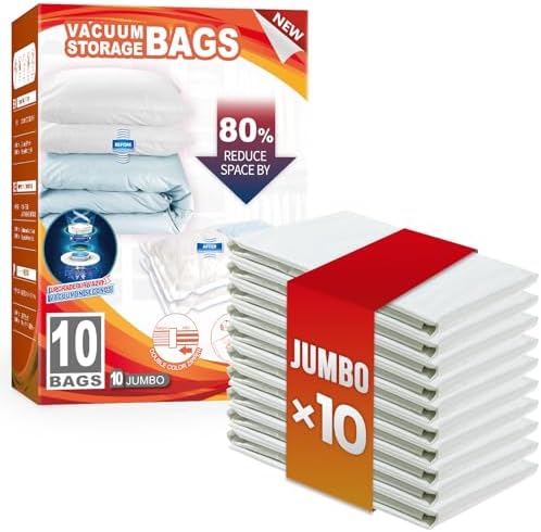 TAILI 10 Pack Vacuum Storage Bags, Jumbo Size (31×40 inch), Cream by TAILI