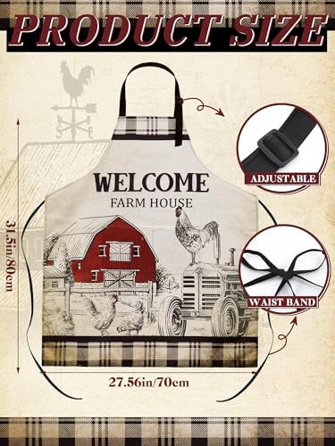 Bencailor 6 Pcs Rooster Aprons for Women with Pockets, Waterproof - Image 3