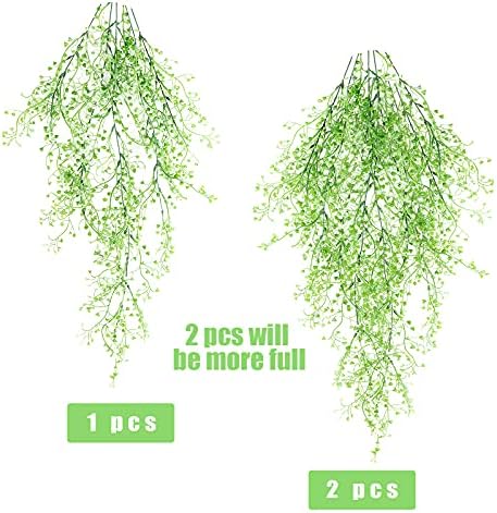 RECUTMS Fake Hanging Plants Artificial Ferns for Outdoor Hanging Faux Plants Vine Ivy Faux Fern Hanging Vines Wall Plants for Home Garden Party Wedding Decor (White 4P) - Image 2