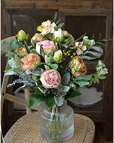 FiveSeasonStuff Vintage Blush Pink Peonies – Realistic Artificial Silk Flowers with Dry-Look Petals, 6 Stems for Rustic Home & Wedding Bridesmaids Bouquet Bridal Showers - Image 3