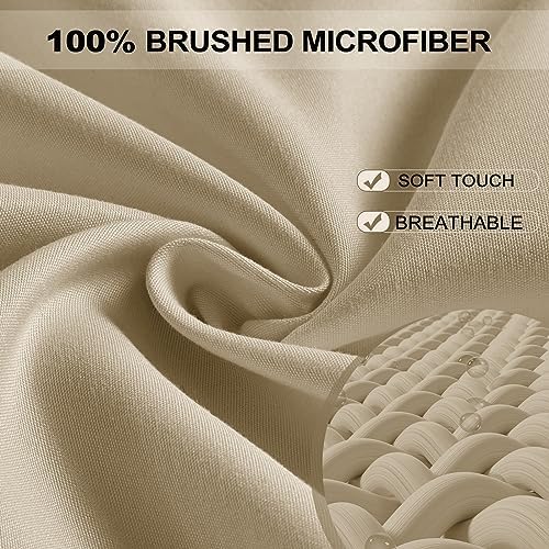 FreshCulture Twin XL Fitted Sheet Only - Hotel Quality Fitted Sheet Twin XL Size - Ultra Soft & Breathable - Brushed Microfiber - Deep Pocket - Cooling Fitted Sheets for Twin XL Size Bed (Beige) - Image 2