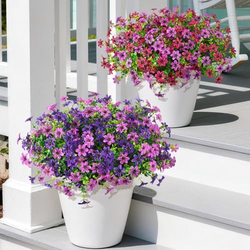 Artificial Flowers for Outdoors Spring Summer Decoration, 12 Bundles Fake Plants UV Resistant Realistic Faux Flower Silk Daisy with Eucalyptus Stem for Patio Planter Porch Yard Window Box Balcony - Image 5