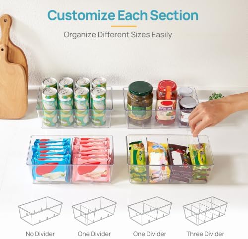 Vtopmart 4 Pack Pantry Organizer Bins with Lids, Removable Dividers - Image 3