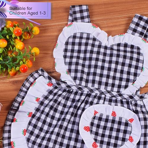 Love Potato Kids Aprons for Girls - Cute Gingham Apron with Pocket - Toddler Girl's Apron for Ages 1-3 Years - Image 2