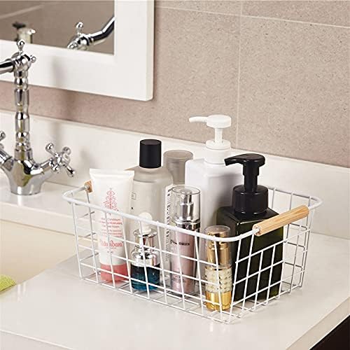 Kitchen Wire Baskets Farmhouse Decor Metal Food Storage Organizer,Household Refrigerator Bin with Built-in Handles for Cabinets, Pantry, Bathroom,2 Packs(white) - Image 7