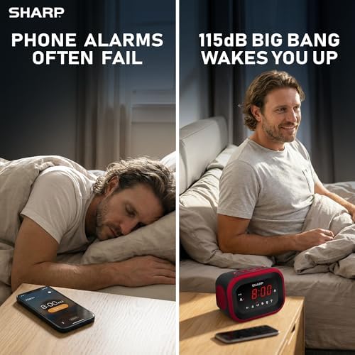 Sharp Big Bang 115dB Alarm Clock for Heavy Sleepers, Dual Alarms - Image 2