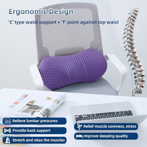 Lumbar Pillow, Memory Foam Lumbar Support Pillow for Office Chair and Car Seat, Ergonomic Streamline Back Pillow for Lower Back Pain Relief, Back Support Pillow for Sitting, Driving, Traveling - Image 4