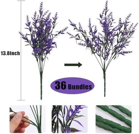 RECUTMS Artificial Fake Outdoor Plants Flowers for Spring Decoration Purple - Image 2