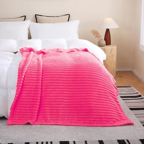 Hot Pink Fleece Throw Blanket 50”×60” for Couch Sofa Livingroom - Image 3