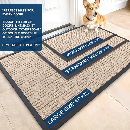 OLANLY Front Door Mat Outside Entrance 35x23, Heavy-Duty Rubber Doormat - Image 2
