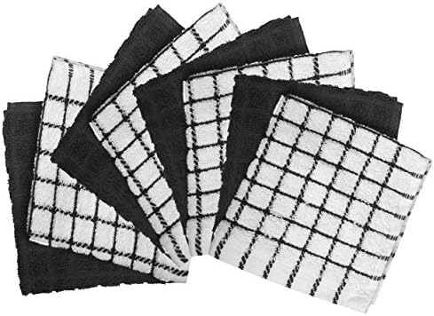 Bumble Dish Cloths (8-Pack), 100% Cotton Kitchen Towels, 12"x12" - Black - Image 2