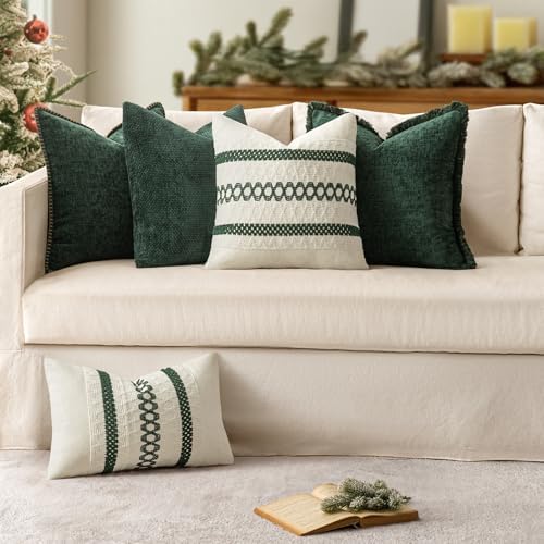 MIULEE Decorative Couch Throw Pillow Covers 16x16 Inch Dark Green 2 Pack - Image 4