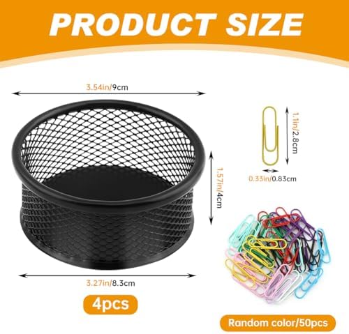 4PCS Paper Clip Holder for Desk With 50PCS Colored Paper Clips - Image 2