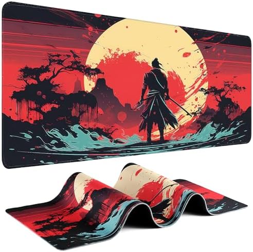 Gaming Mouse Pad - (31.5"×11.8") Japanese Samurai Large Mouse Pads for Desk - Desk Mat for Keyboard and Mouse with Non-Slip Base, Desks Pad Matfor Game/Office & Home by Unknown