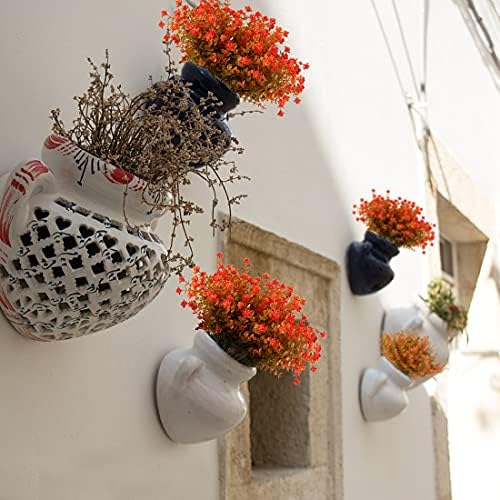 24PCS Artificial Eucalyptus Plants,Fake Boxwood Shrubs UV Resistant No Fade Faux Plastic Greenery for Wedding Bridal Bouquet Indoor Outdoor Home Garden Kitchen Office Table Vase(Fall Orange) - Image 6