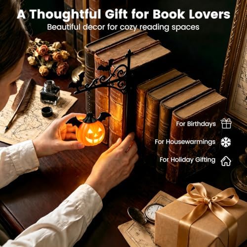Halloween Lights Mini Lantern for Book Shelf,Pumpkin Hanging Lamp Book Ends - Image 5