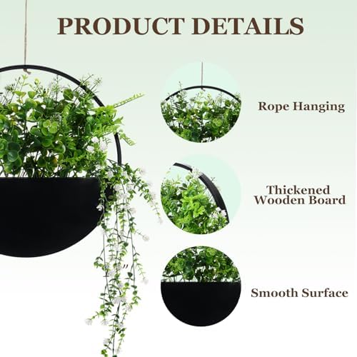 Fake Hanging Plants Artificial Plants Indoor, Faux Plants Eucalyptus in Pot for Living Room Bathroom Wall Décor, Outdoor Porch Decorations, Farmhouse Home Office Décor（Black） - Image 4