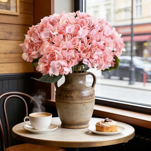 Kimura's Cabin 6pcs Artificial Hydrangeas Flowers Silk Hydrangea,Pink - Image 6