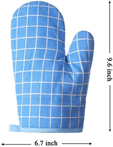 Oven Mitts and Potholders BBQ Gloves-Oven Mitts and Pot Holders with Recycled Infill Silicone Non-Slip Cooking Gloves for Cooking Baking Grilling (4-Piece Set,Blue) - Image 3