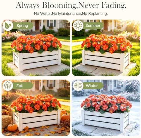 16 Bundles Artificial Geraniums, UV Resistant, Orange - Image 6