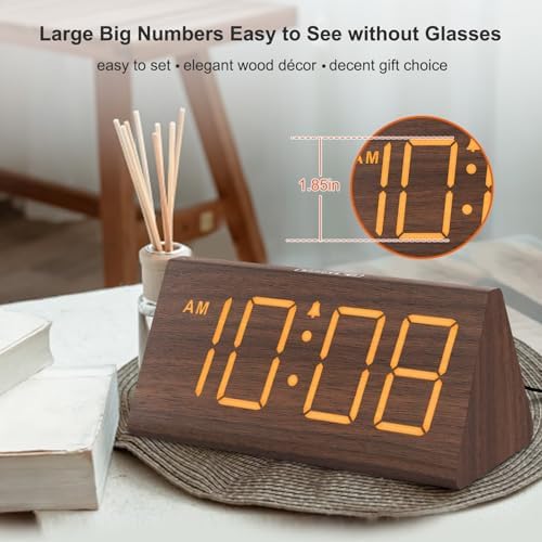 DreamSky Wooden Digital Alarm Clock for Bedrooms Desk with Large Numbers - Image 2