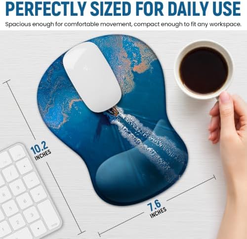 Ergonomic Mouse Pad with Wrist Rest, Gel Wrist Support, Coastal - Image 6