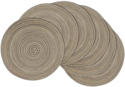 MIAOMIAO Round Placemats Set of 6 Braided Dining Table Kitchen Decor Mets by Unknown