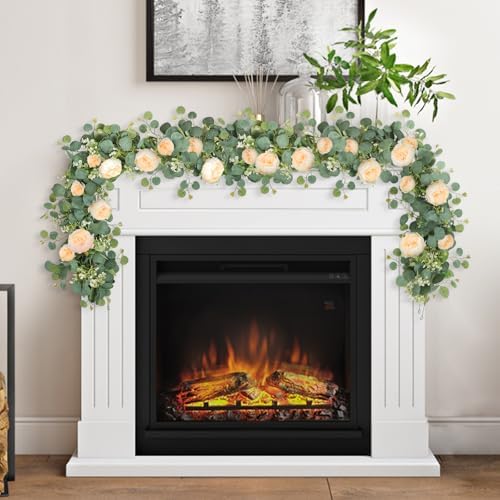 Artificial Eucalyptus Flower Garlands, Champagne, 2PCS - Image 2