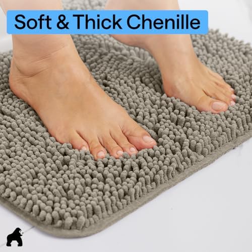 GORILLA GRIP Bath Rug Mat for Bathroom, Absorbent Chenille, 24x17 Latte - Image 4