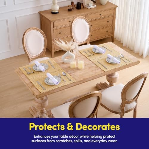 Sweet Home Collection 100% Cotton Placemats for Dining Room Rectangle Two Tone Woven Fabric 13" x 19" Soft Durable Table Mat Set, Set of 6, Gold - Image 6