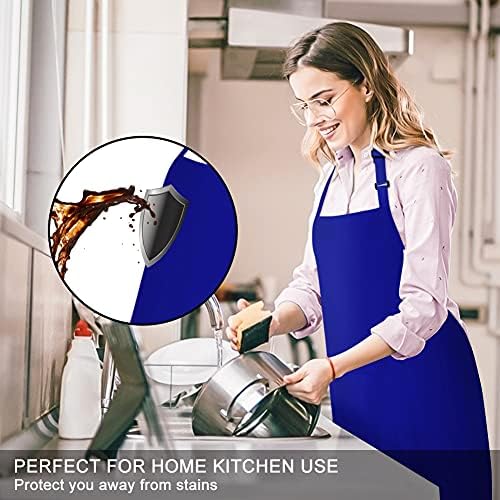 Jubatus 2 Pack 100% Cotton Aprons with 2 Pockets Cooking Chef Kitchen Adjustable Bib Apron for Women Men, Blue - Image 3