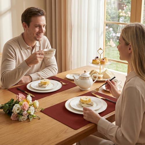 Romanstile Faux Leather Vinyl Placemats Set of 8, Red - Image 7
