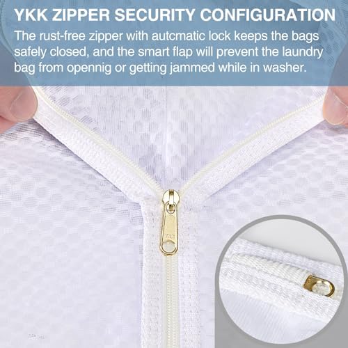 3 pcs Durable Honeycomb Mesh Laundry Bags for Delicates 16" x 19" (2 Large) 12" x 15" (1 Medium) - Image 4