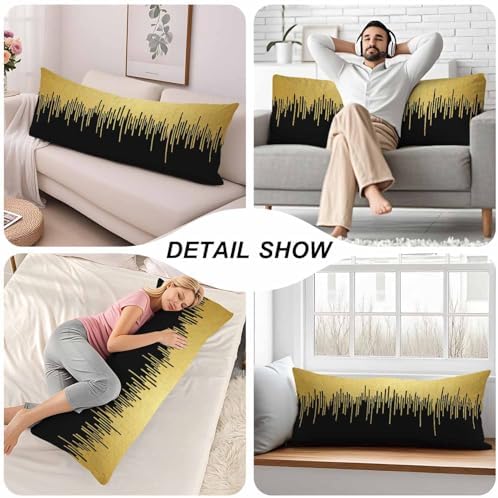Luxury Lines Rectangle Body Pillow Covers Vertical Stripes Gold Black 20"X54" Couch Body Pillow Pillowcase Decorative Home Body Pillows Bed Pillow Cushion Covers for Sofa Car Shop - Image 5