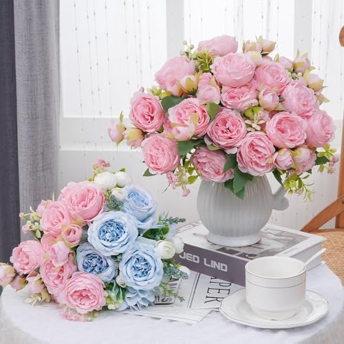 8 Packs Peonies Artificial Flowers, Light Pink Silk Artificial Peonies - Image 2