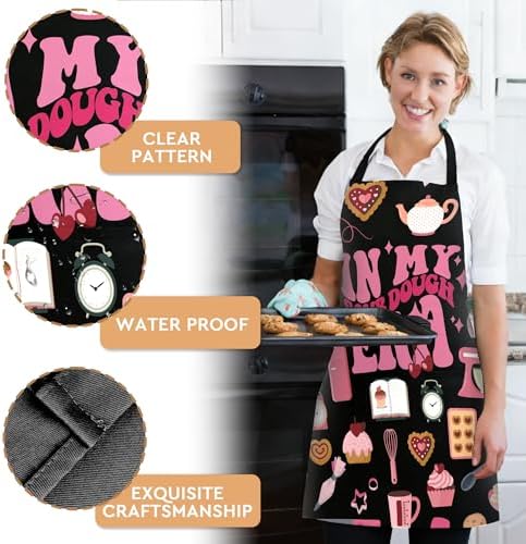 Adjustable Baking Aprons for Women - Cooking Aprons for Women with Pockets, Perfect for Baking Cooking Gradening - Image 3