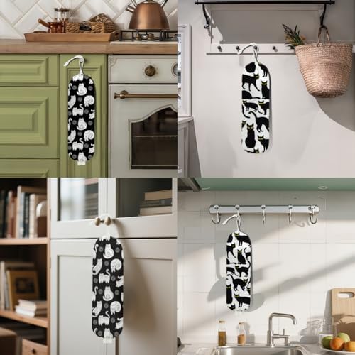 2Pcs Cat Plastic Bag Holder, Black and White Wall Mount Grocery Bag Holder - Image 5