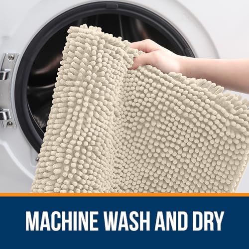 OLANLY Toilet Rugs U-Shaped 24x24, Soft Absorbent Chenille Contour Rugs - Image 5