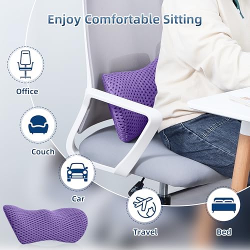 Lumbar Pillow, Memory Foam Lumbar Support Pillow for Office Chair and Car Seat, Ergonomic Streamline Back Pillow for Lower Back Pain Relief, Back Support Pillow for Sitting, Driving, Traveling - Image 6