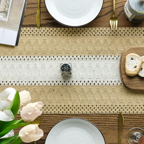 Artoid Mode Burlap Brown Farmhouse Woven Table Runner 12x108 Inch - Image 3