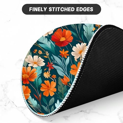 ITNRSIIET Round Mouse Pad with Stitched Edge Premium-Textured Waterproof Non-Slip Rubber Base Desktop Protection Mat Diameter 8.7 inches, Beautiful Flowers - Image 4