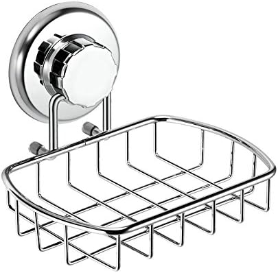 HASKO Suction Cup Soap Dish for Shower Wall, Rustproof Stainless Steel Shower Soap Holder Suction, Bathtub Bathroom Bar Soap Holder (Chrome) by HASKOaccessories