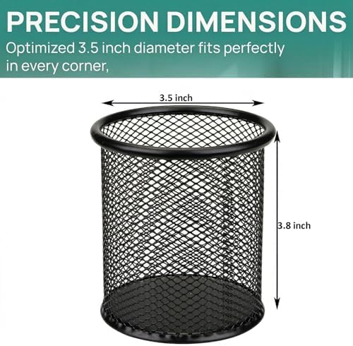 Nicunom 12 Pack Metal Pen Holder Wire Mesh Pen Cup Pencil Holder Pencil Cup for Desk Office Pen Organizer, Black - Image 2