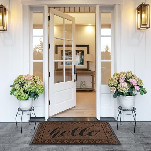 Yimobra Welcome Mats for Front Door 29.5x17, Heavy Duty Waterproof Outdoor Door Mat Outside Entrance, Non-Slip Low Profile Indoor Entryway Mat for Garage Patio, Coffee - Image 6