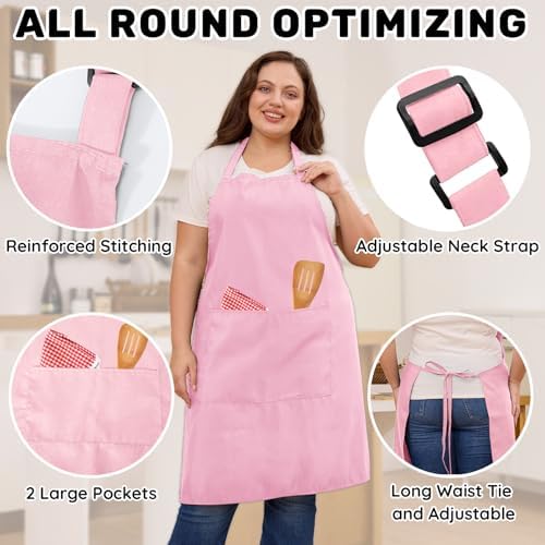 2 Pack Plus Size Waterproof Cooking Chef Apron with 2 Pockets for Men Women - Image 5
