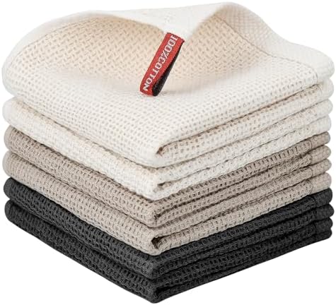 Nialnant 6 Pack 100% Cotton Waffle Weave Kitchen Towels,Soft and Absorbent Kitchen Dish Rags, Dish Cloths for Washing Dishes-12x12 Inches by Nialnant