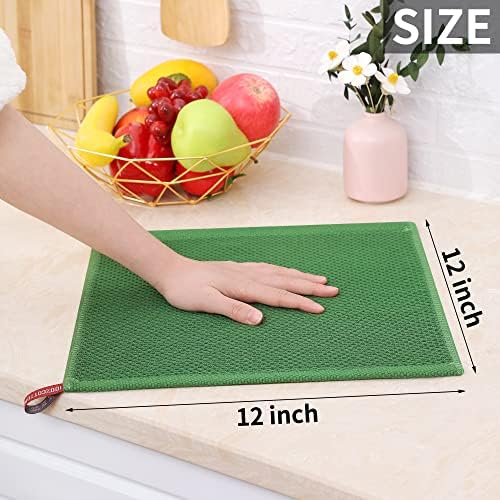 Homaxy 100% Cotton Waffle Weave Kitchen Dish Cloths 8-Pack, Grass Green - Image 5