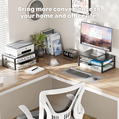 Ekisemio 2-Tier Computer Monitor Stand Riser, Desk Organizer for Monitor, Black - Image 2